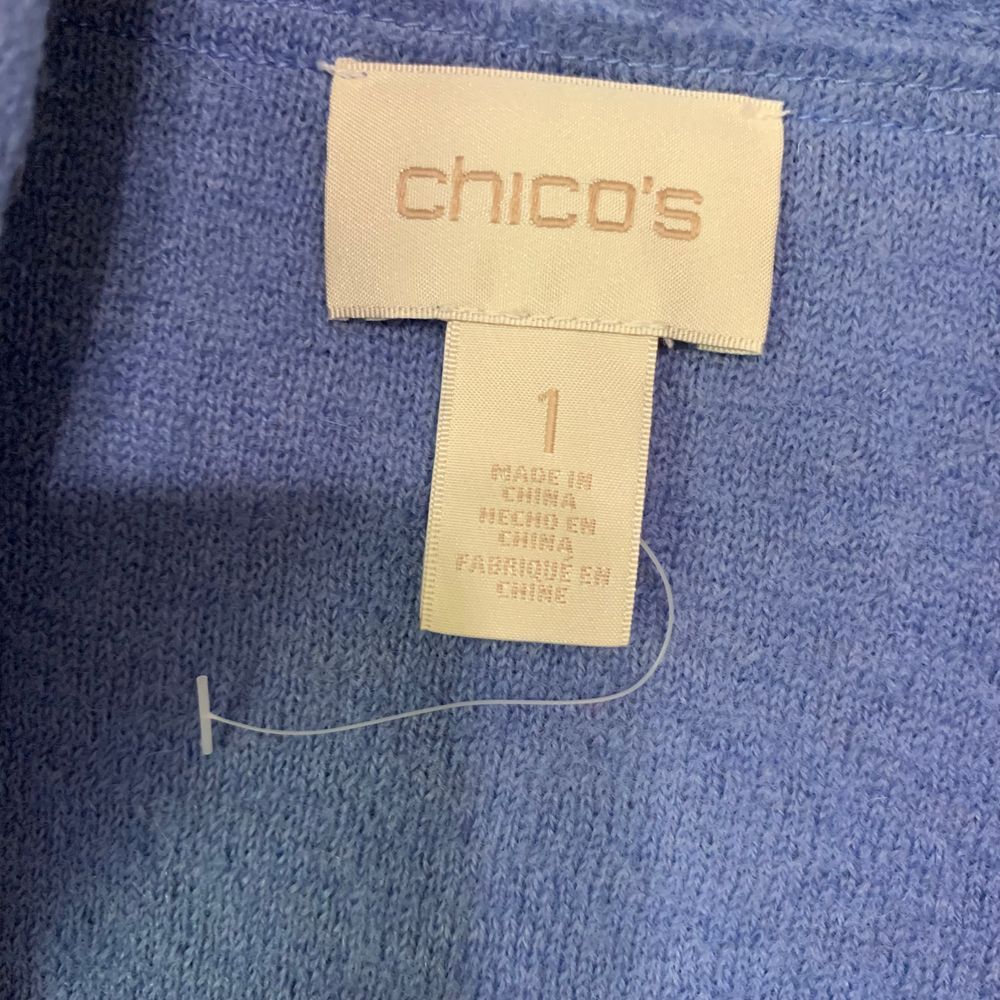 Chico's 100% Wool Cornflower Blue Shrug/Cardigan READ Size 1 - Picture 7 of 12